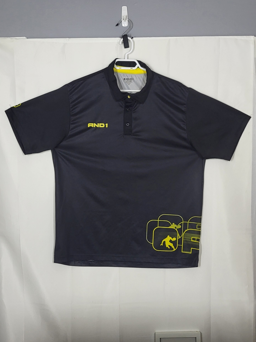 And1 Black Polo with Neon Yellow Logos